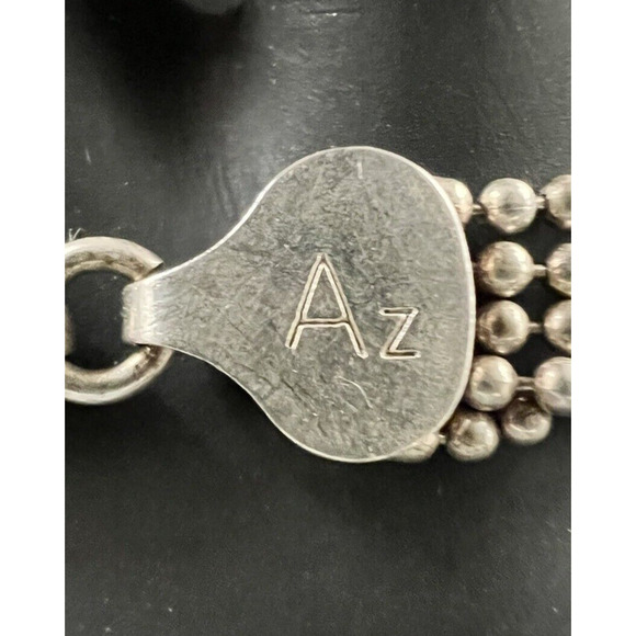 AZ Sterling Silver Vintage Bar & Bead Modernist Chain Link Design Bracelet Italy - Picture 4 of 4